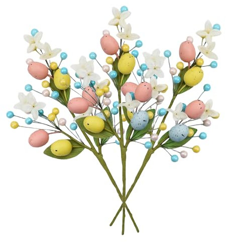 3PCS Easter Egg Branch, 2025 Neu Ostereier Blütenzweige Osterstrauch Deko, 40cm Ostereier Dekozweige Für Blumenstrauß, Wiederverwendbare Bouquet für Frühling Osterdeko