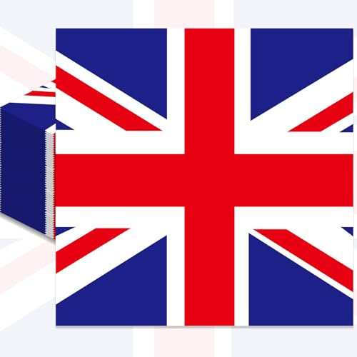 Pack of 50, Union Jack Flag Paper Napkins, British Disposable Cocktail Napkins for UK Royal-Themed Celebration, British Sports Events, King’s Coronation Decoration, Afternoon Tea Party Supplies