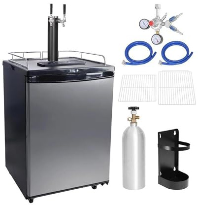 STMKB Double-head Beer Machine, 163L Commercial Draft Beer Machine Mini Refrigerator, Temperature Range: 32-75.2°F/0-24°C, Adjustable Flow Rate, Suitable for Home, Bar or Barbecue Use