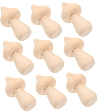 DOITOOL 10pcs Wooden Mushroom Models for DIY Crafting Smooth Surface Fun Painting Decor for Creative Projects and Home Decoration