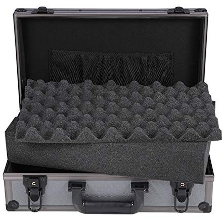 Tragbares Hartflugkoffer, Aluminiumtransportkoffer Schwarzer Aktentool Box Lockable Storage Bins Equimiment Case (Spong 40x23x12cm)