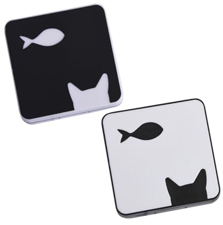 BESTYASH 2 Stück Kontaktlinsenbehälter mit Katzen und Fischmuster für Damen Praktischer Organizer für Monats und Tageslinsen Kompakt und Tragbar für Reisen und Outdoor Aktivitäten