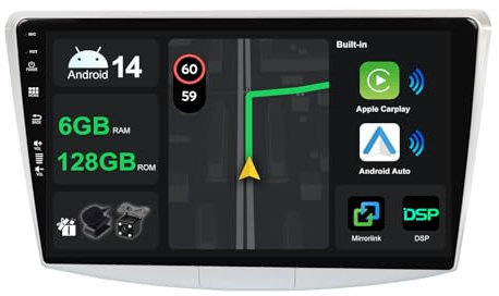 10.1 [6G+128G] Android 14 Radio Coche para VW Passat B6/B7 Magotan/CC 2010-2015 con Carplay|Android Auto|DSP|Mirror Link-GPS Navi Navegador Radio con Bluetooth 5.0/WiFi/4G/FM/360 AHD Cámara