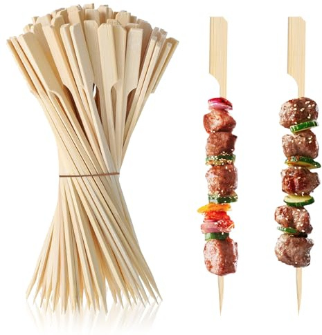 CARISED 200 Pièces Pic a Brochette en Bois 20cm Pique Aperitif Brochettes en Bois avec Une Large Surface de Préhension pour Cocktails Apéritifs Grillades Barbecues Boissons