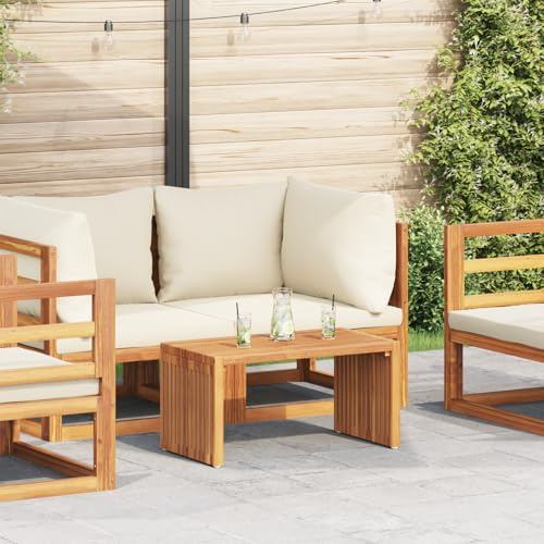 IBUQDDV Gartenbeistelltisch 70x37.5x35.5 cm Massivholz Teak Rechteckig Braun Moderner Außenbereich Balkon Tisch Für 4 Personen Stylisch Vielseitig Stabil
