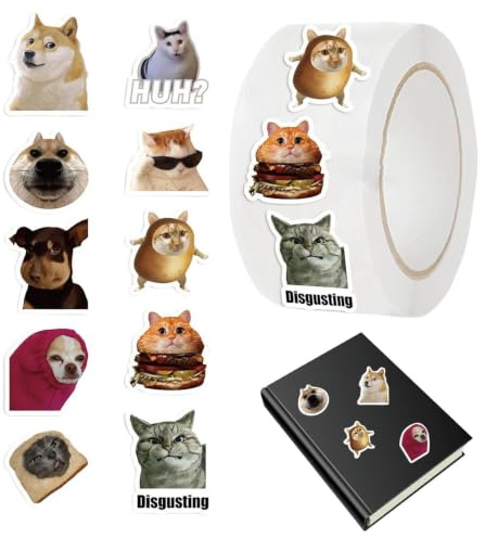 500 Stück Meme Sticker - Cat Meme Aufkleber Rollen
