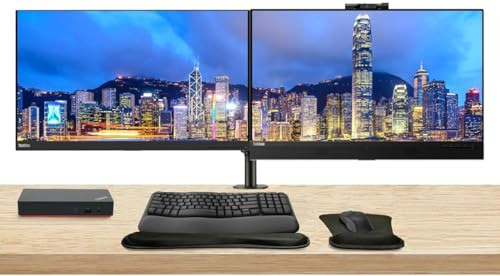 Lenovo ThinkVision T27hv 2-Pack Bundle with T27h, HDMI, DisplayPort, USB Hub, Webcam, Speaker, Microphone, Dual Monitor Stand, ThinkPad USB-C Dock, MK670 Wireless Keyboard & Mouse, Mouse & Wrist Pad