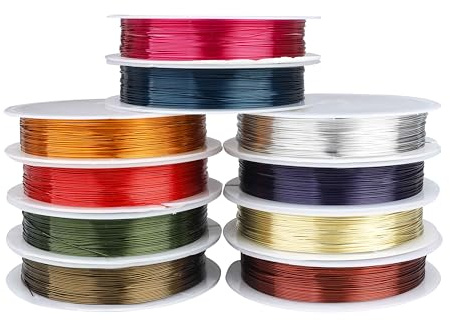 Alambre de cobre colorido para creación de joyas, 26 calibre hilo flexible y flexible, resistente al deslustramiento, kit de Wire Wrapping DIY, 10 colores 0,4 mm