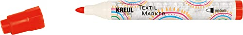 Kreul 90762-Pennarello Tessile Medio, Rosso, Larghezza Linea Circa 2-4 mm, Pennarello Leggeri e Tessuti, Lavabile Dopo Il Fissaggio, Red, Medium