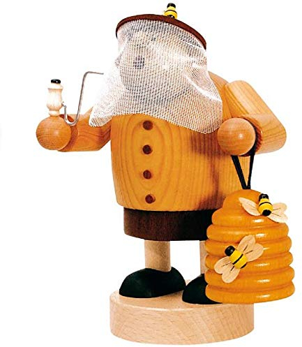 KWO Räuchermann Erzgebirge Imker 19cm - Original Erzgebirge Volkskunst - Echte Handarbeit aus Holz - Braun