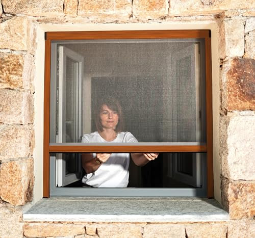 Mosquitera ventana y puerta aluminio (Roble dorado, Anch 1250 x Alt. 1600mm - Ajustable)