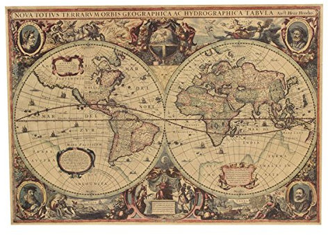 Retro Kraft Papel 1641 Viejo Mundo Navegación Mapa Home Decor [Kitchen]