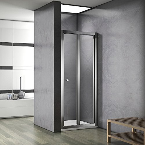 Box Doccia Per Nicchia Porta Scorrevole Pieghevole a Libro Vetro Temperato Trasparente 80x185cm