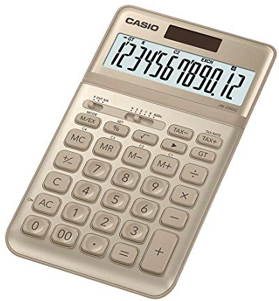 CASIO JW-200SC 12-Digit Calculator, Tax & Exchange, Dual Powe Professional Percentage Calculation (Gold)