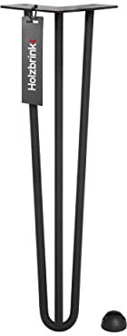 HOLZBRINK 1 x Hairpin Tischbeine Metall 3-Stangen, Hairpin Leg Möbelfuß, Schwarz, 43 cm, HLT-13A-43-9005