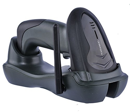 NADAMOO Wireless Barcode Scanner with Cradle, 2D Cordless Bar Code Reader 400m Transmission Distance CMOS Imager Read 1D, 2D, QR Code, Data Matrix, PDF417 for Windows Mac Linux