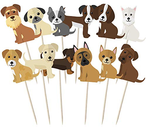 Assorted Cute Dogs Cupcake Toppers - 12pk - Decoration Picks
