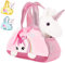 BRUBAKER Einhorn Tasche Weiß - 20 cm - Plüschtier in Handtasche - Plüsch Stofftier Kuscheltier - Rosa