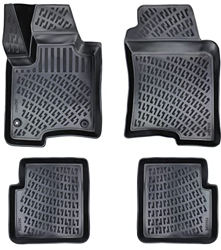 Rizline Passgenau 3D Fussmatten Auto Kompatibel mit FIAT Panda 3.Gen 2012-2022 Auto Zubehör 1. Und 2. Reihe Gummimatten Autos TPE Allwetter Geruchlos rutschfest Vorne und Hinten Schwarz