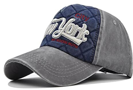 XibeiTrade Retro New York City Baumwolle Baseball Cap NY Damen Herren Casual Sport Outdoor Hut, grau, M