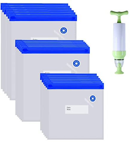Mantianstar 18pcs 3 Mixed Sous Vide Bags With Pump BPA Free Reusable Vacuum Sealer Bags Keep Food Flesh