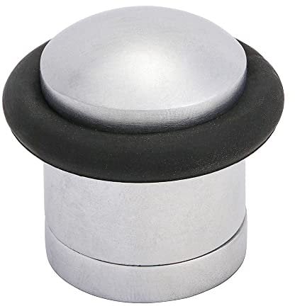 TIMCO Cylinder Door Stop - Satin Chrome - Floor Mounted - Concealed Fixing for Improved asthetics - 41mm