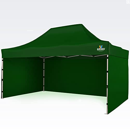 BRIMO Festzelt 100% Wasserdicht mit 3 Seitenteilen - 5 Jahre Garantie (3x4,5 m, Grün)