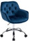 Sepnine Bürostuhl Samt, Schminkstuhl mit Rollen,Schreibtischstuhl Aesthetic Mädchen, Drehstuhl mit Silbernen Stuhlbeinen, Höhenverstellbar, Studie, Büro, Schlafzimmer, Bis 135 kg, Blau