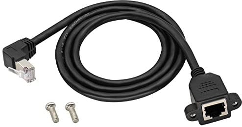 zdyCGTime 90 Degree Cat 6 Ethernet Cable LAN cable (Upbend) Angle Right Angle 90 Degree RJ45 Elbow Male to Female Ethernet Network Connector with Screws Suitable for routers etc. (1M/1Pack)
