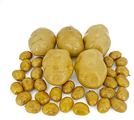 35 pcs Artificial Potato Lifelike Fake Vegetable Party Decoration Home Kitchen Photography Model Foam Decoration Simulation (5 Potatoes and 30 Mini Potatoes)