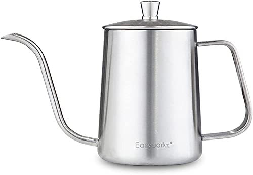 Easyworkz Gage Gooseneck Pour Over Kaffeekanne 600ml, Edelstahl, Schwanenhals, Langer Auslauf, Handtropfkessel