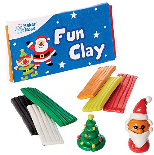 Baker Ross FX390 Mini Knete Weihnachten-8er Pack, Kleine Adventskalendergeschenke, Nikolaus Geschenke für Kinder