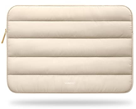 Vandel Puffy 15-16 Inch Beige Laptop Sleeve for Women - MacBook Pro 16 Inch Case, 15.6 Inch HP Carrying Case