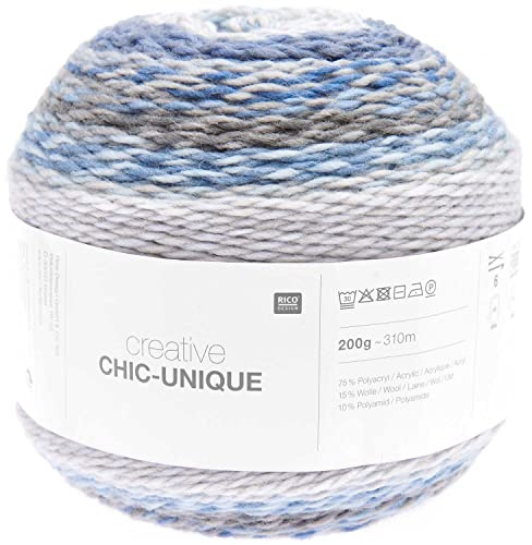 Rico Design Creative Chic-Unique Bobbel Farbverlaufswolle Nadelstärke 6 mm zum Stricken und Häkeln, 200g (17 blau)