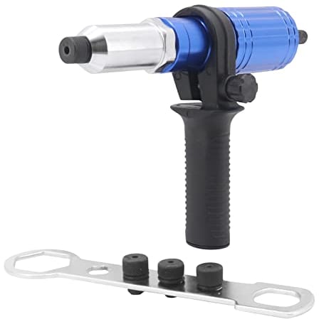 Yuhtech Adaptateur Riveteuse Kit d'adaptateur de Pistolet à Riveter pour Perceuse électrique sans Fil, Pistolet à Riveter électrique Rivetage Outil Bleu