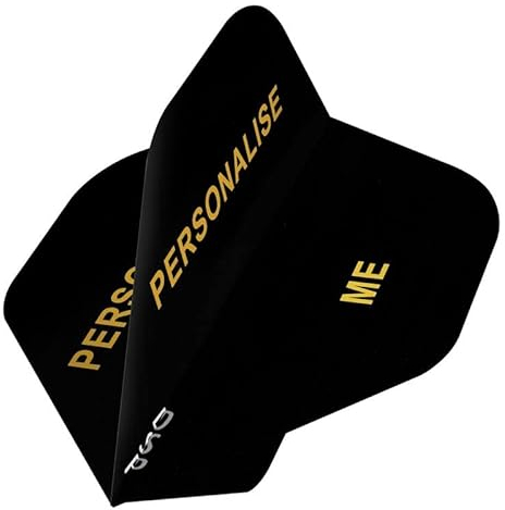 DESIGNA DARTS Personalised 75 Micron Flights | Custom Hot Foil Print Dart Flights | 5 Sets of 3 Flights, Standard, Black (PF9011BK-PERS)