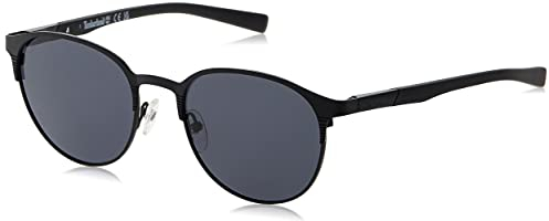 Timberland TB9308 Herren Sonnenbrille, Leichte Lässige Sonnenbrille, Rechteckige Linsenform, Polarisierte Rauchgläser, Mattes Schwarz