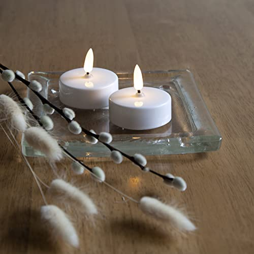 LED Teelicht - warmweiße flackernde Flamme - Batteriebetrieb - Timer - weiß - 2er Set (5,8cm Durchmesser)