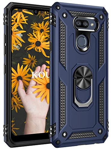 KOUYI Kompatibel mit LG K40S Hülle, Handyhülle Cover TPU Magnetische Bumper Stoßdämpfung Schutzhülle Stoßfest Cover Case mit 360 Grad Drehbar Ringhalter für LG K40S (Blau)