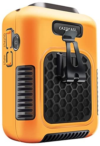 CAZOKASI 2023 Upgrade Waist Clip Fan Wearable Fan Portable Personal Body Fan Powerful 6000mAh Upto 24H Cooling and Heatstroke Prevention Fan (Industrial orange black)