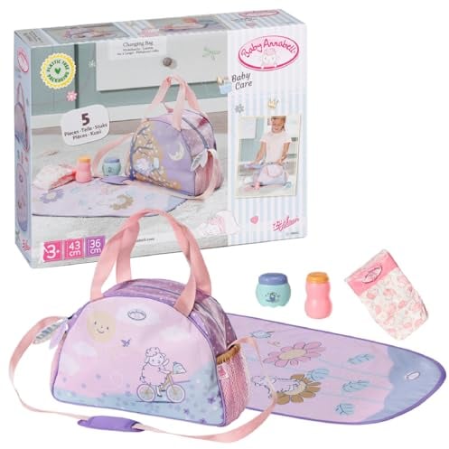Baby Annabell Changing Bag 707432 - Storage Bag with Straps To Fit 36cm and 43cm Essentials - Doll Not Included - For Kids Age 3+