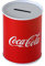 Coca Cola Spardose aus Blech, nicht zu öffnen, Farbe Rot (9,5 x 7,5 cm)