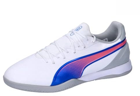 PUMA Unisex King Match IT Soccer Shoe, White-Bluemazing-Flat Light Gray, 46.5 EU