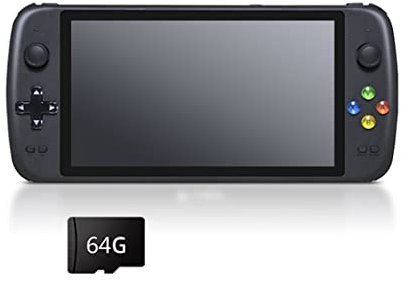 ASVIL Consola de juegos retro de mano, puerto HDMI HD de 7 pulgadas, sistema de código abierto, tarjeta de memoria de 64 GB integrada, 6000 juegos integrados, mini regalo de mano retro portátil para