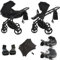 Junama Diamond Basic V3 2in1 3in1 4in1 Kinderwagen Kinderwagen Autositz ISOFIX + Regenschirm Exclusive Kinderwagen (2in1 mit Adaptern, Schwarz 01)