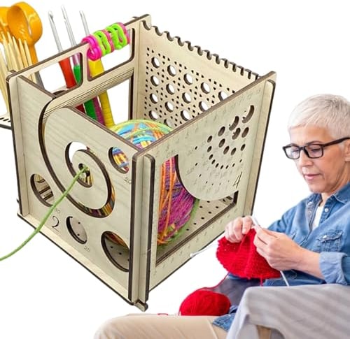 Wooden Knitting Boxes Wooden Knitting Needle Storage Box All in o_ne Wooden Multifunctional Knitting Box Crochet Bowls For Yarn Crochet Box For Yarn Box For Crochet For Crochet Lovers