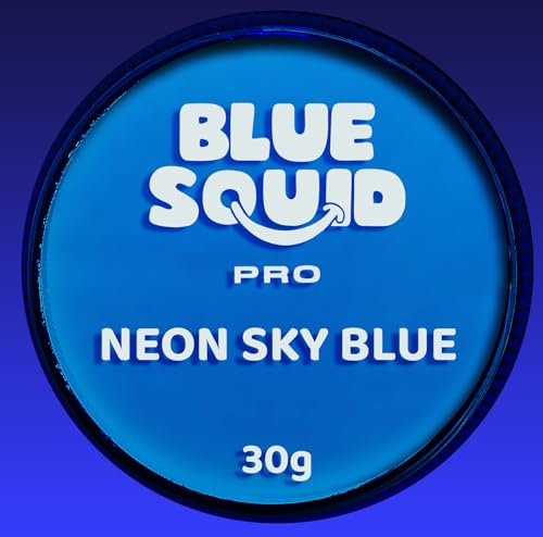 Blue Squid PRO Schminke Face Paint und Bodypaint - Neon Himmelblau (30g), Face und Bodypaint Farbe für Erwachsene, Kinder, Fasching und SFX