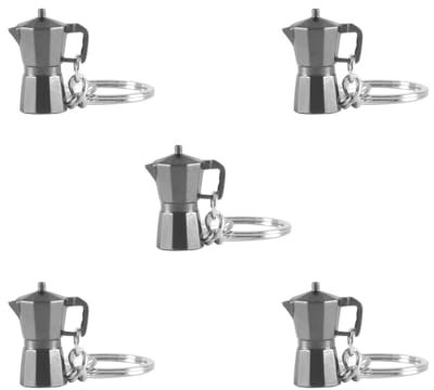 5 Set Coffee Tamper Keyring Key Chain Ring Coffee Accessories Moka Pot, 2x2x2 cm