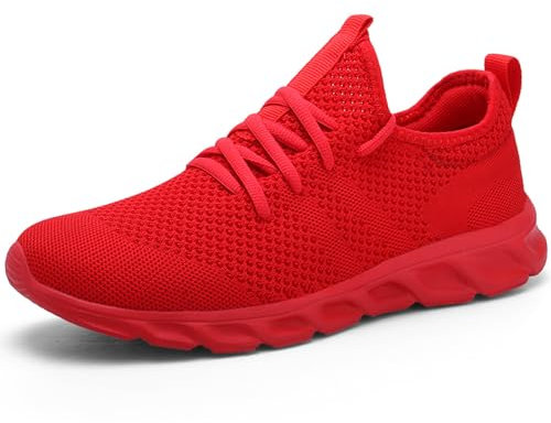 MGNLRTI Schuhe Herren Sneaker Turnschuhe Straßenlaufschuhe Laufschuhe Freizeitschuhe Sommerschuhe Fitnessschuhe Sportschuhe Running Shoes Arbeitsschuhe Tennisschuhe Gym Rot 42 EU