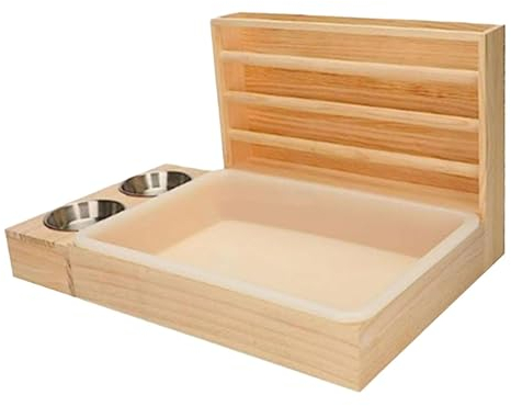 AWHAO Futtertrog für, Futterkrippe, Heustreupfanne, Heu Futtertrog Aus Holz mit Katzentoilette